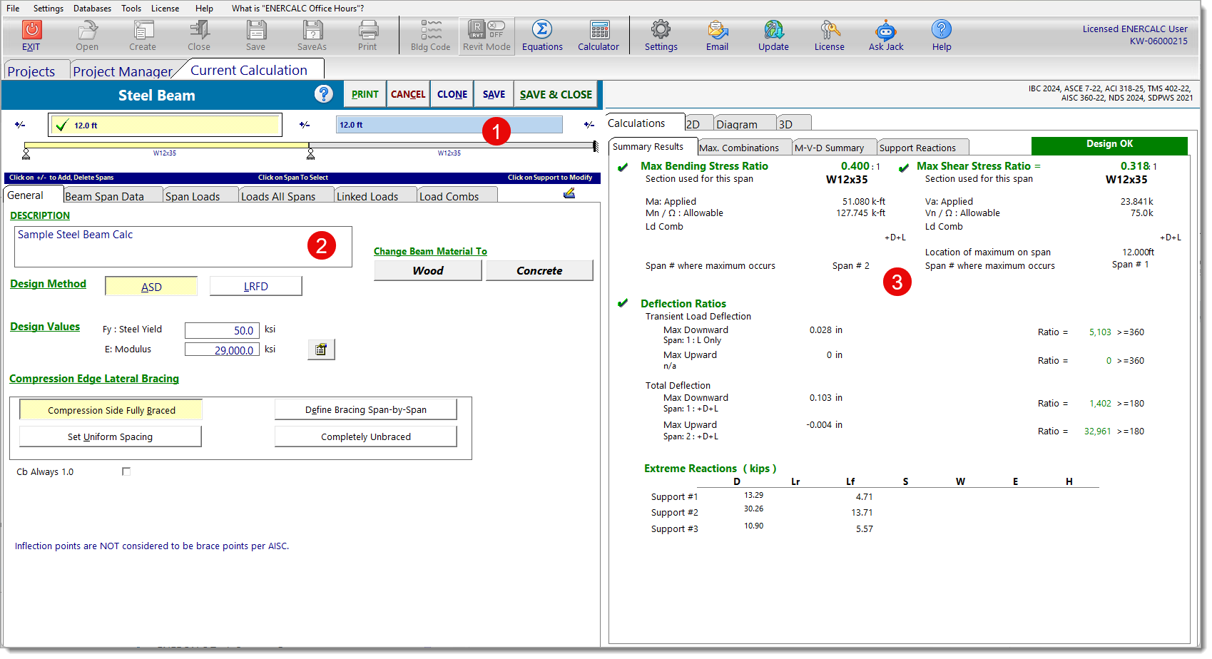 Typical beam module user interface layout